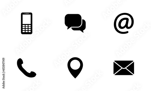 Contact us icon set. Communication signs. Vector