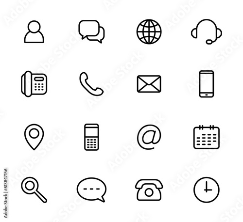 Contact us line icon set. Communication signs. Vector