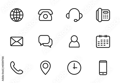Contact us line icon set. Communication signs. Vector