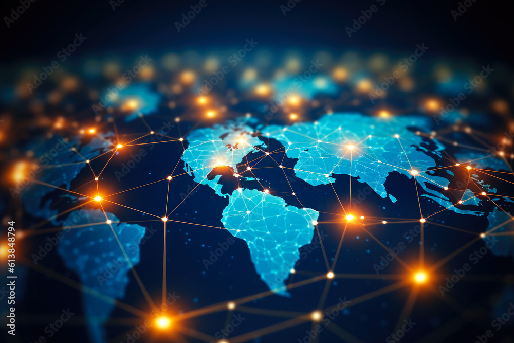 Worldwide network connection, digital telecommunication, big data, digital transformation, cloud computing, IoT, cryptocurrency, blockchain. Metaverse digital world planet cyber Earth. Generation AI Worldwide network connection, digital telecommunication, big data, digital transformation, cloud computing, IoT, cryptocurrency, blockchain. Metaverse digital world planet cyber Earth. Generation AI