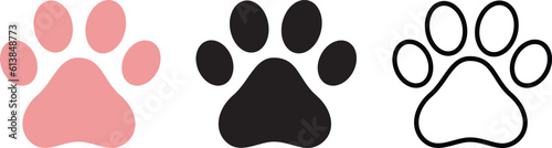 Dog paw sign icon in different colors and styles . Pets symbol vector . Paw print icon