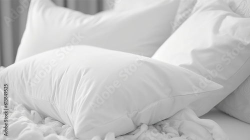 white pillows on a bed, ai generative