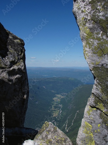 Fantastic view towards Rjukan from Gaustatoppen, the highest mountain in Telemark, Norway