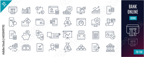 Best collection bank line icons. card, money,...
