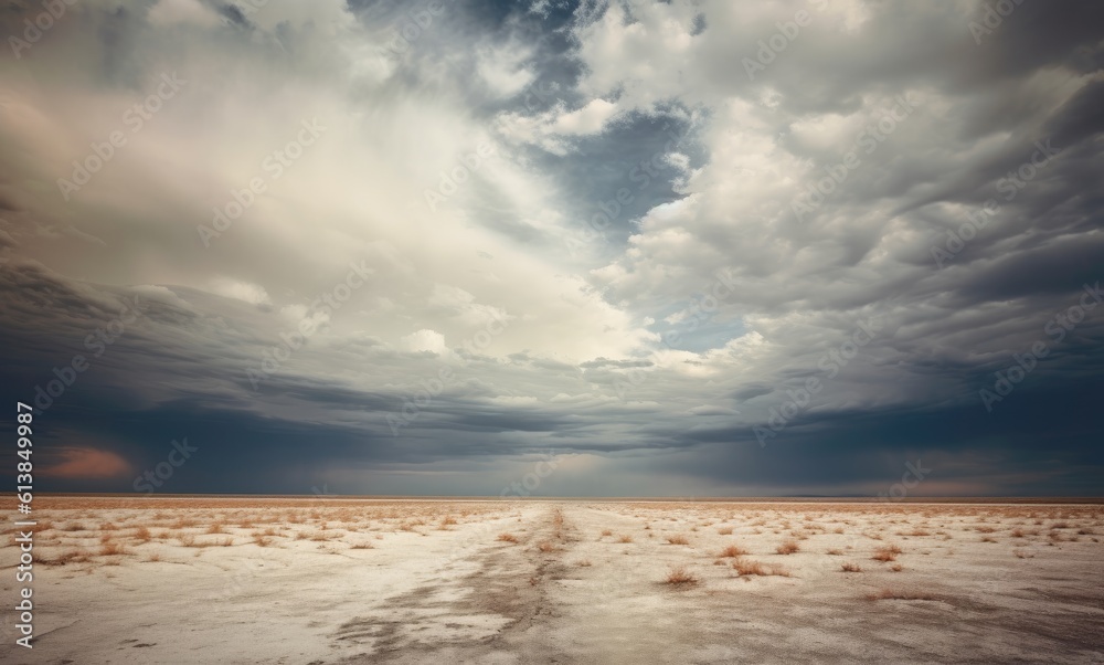 Desert and sky with clouds