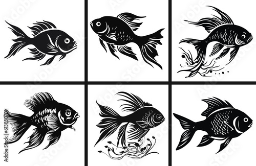 Fish Vector Set Collection isolated on white background. Fish illustration.