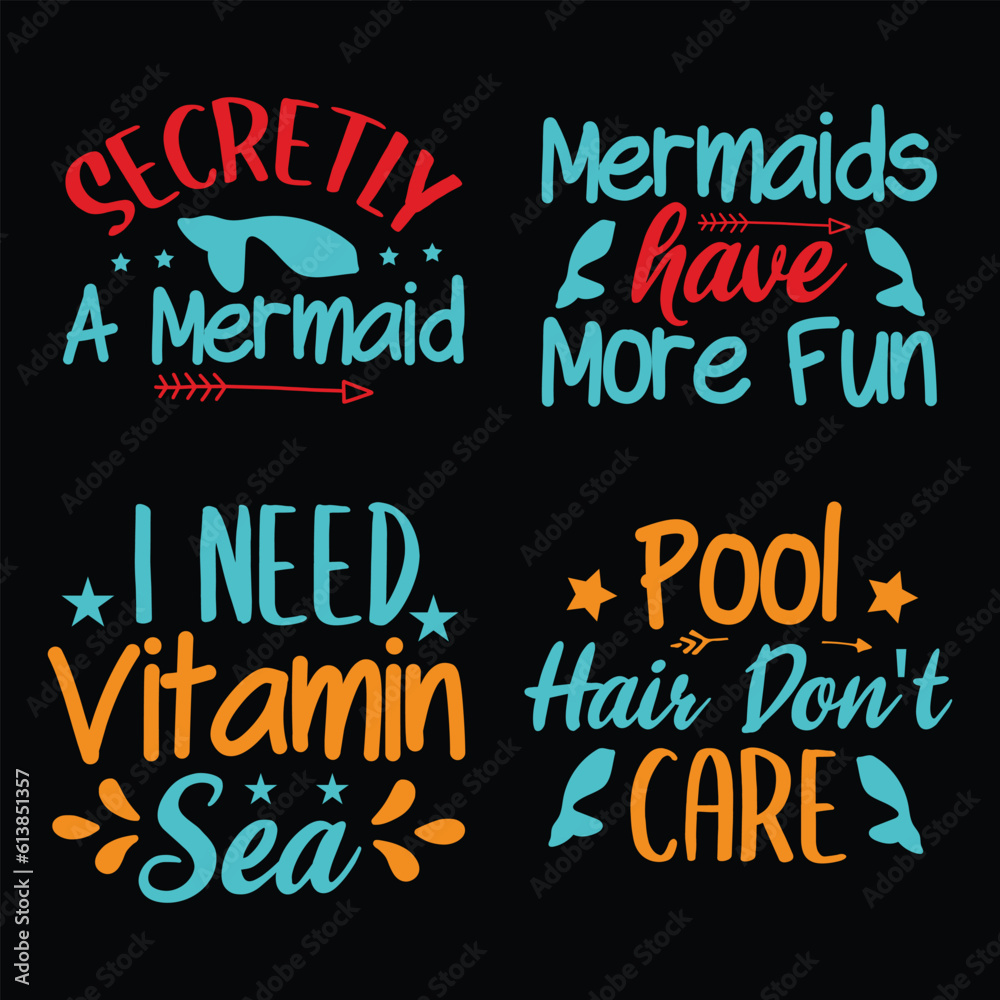 Fototapeta premium Mermaid T Shirt Design Bundle