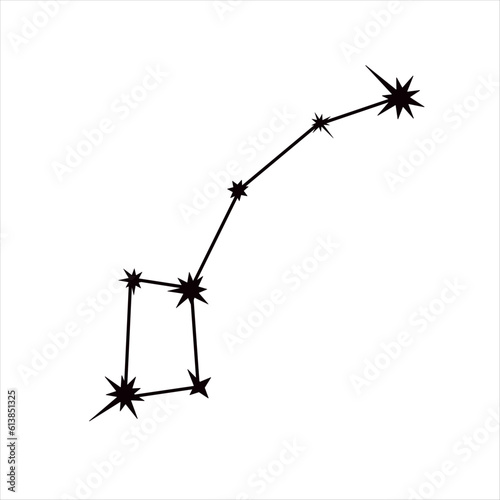 Little Dipper constellation simple doodle vector illustration, Ursa major and Minor astronomy symbol design element, stars connected with lines for kids goods, poster, card, invitation