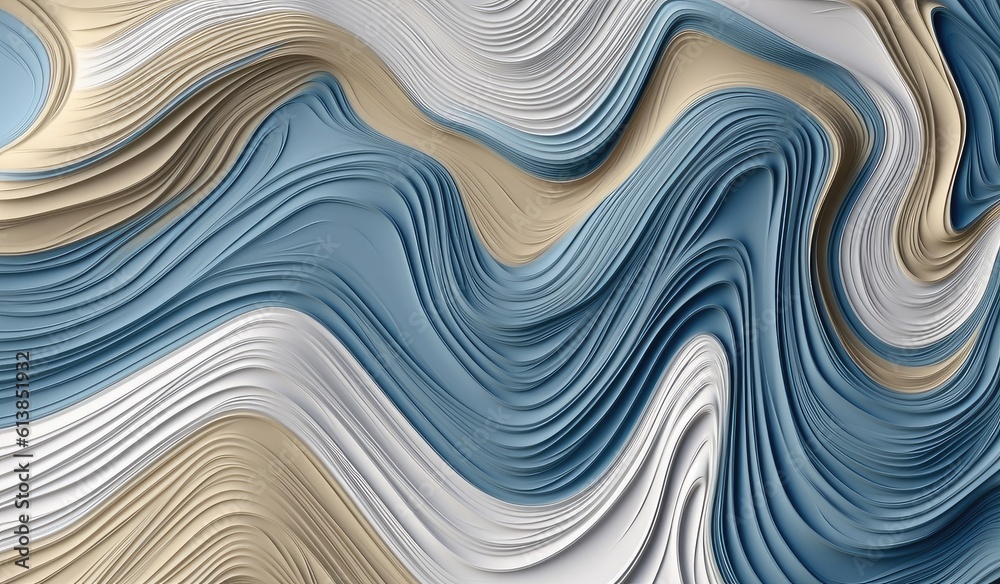 Fototapeta premium Abstract wavy background texture, creative waves with psychedelic concept, fluid art design, liquid material flow, multilayered backdrop for print, vivid and bright colors - Generative ai