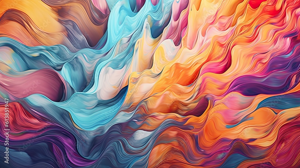 Abstract wavy background texture, creative waves with psychedelic concept, fluid art design, liquid material flow, multilayered backdrop for print, vivid and bright colors - Generative ai Abstract wavy background texture, creative waves with psychedelic concept, fluid art design, liquid material flow, multilayered backdrop for print, vivid and bright colors - Generative ai