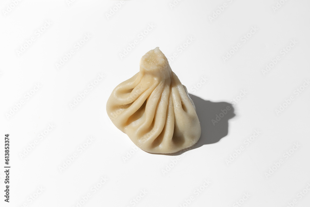  Plate with khinkali isolated on white background 