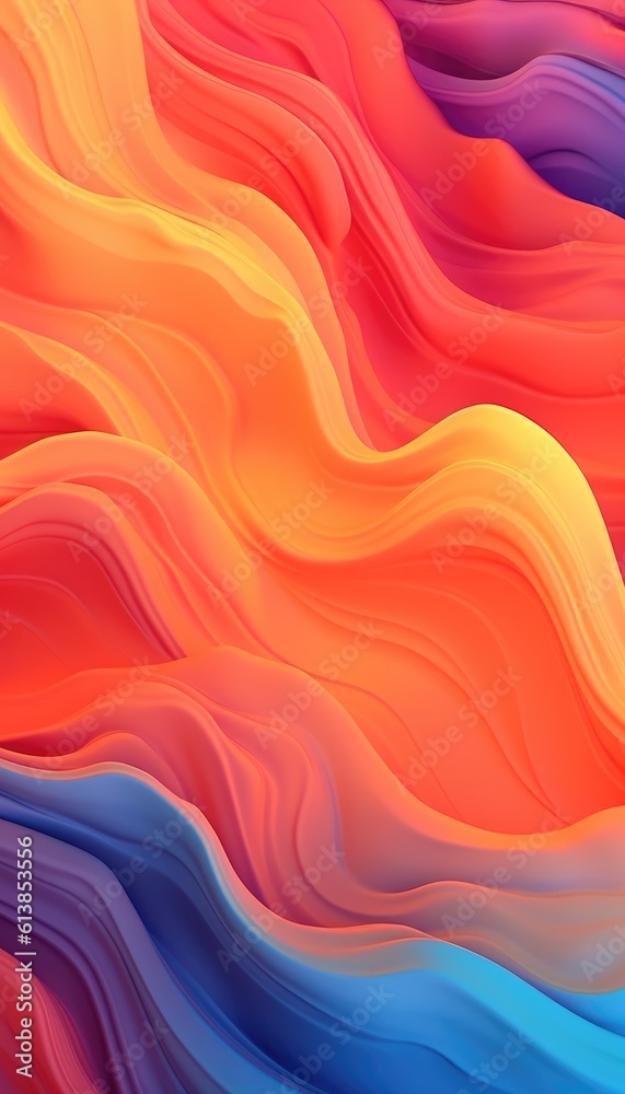 Abstract wavy background, layered texture with overlapping thick waves, psychic and dreamy backdrop, multicolored graphic for wallpaper or print materials, wide design - Generative Ai Abstract wavy background, layered texture with overlapping thick waves, psychic and dreamy backdrop, multicolored graphic for wallpaper or print materials, wide design - Generative Ai