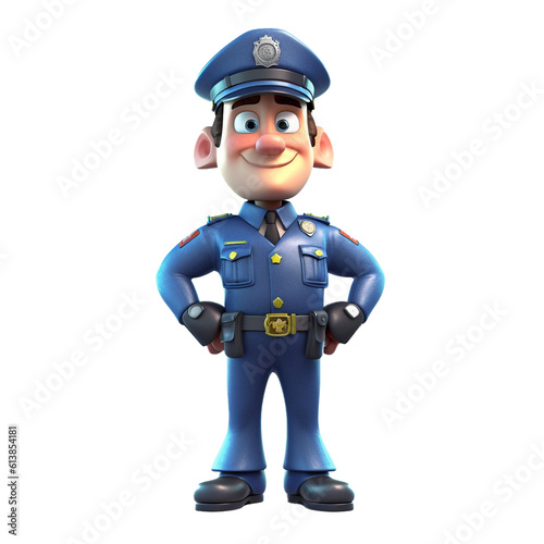 3d police officer with transparent background.