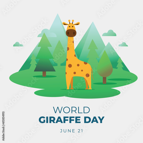 world giraffe day design template for celebration. giraffe day vector design. giraffe vector design. flat design of animal.