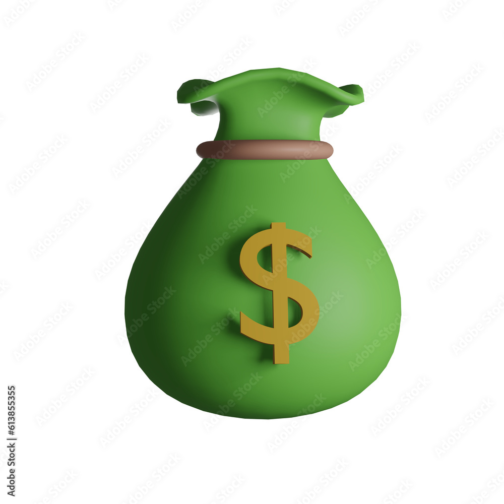 Money bag with dollar icon 3d rendering. Business and finance, investment concept. Money bag with dollar icon 3d rendering. Business and finance, investment concept.