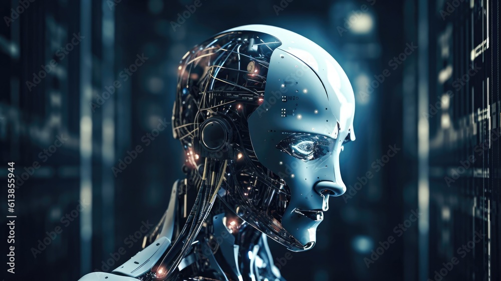 Robot in an technological and Artificial Intelligence environment Generative AI Illustration Robot in an technological and Artificial Intelligence environment Generative AI Illustration