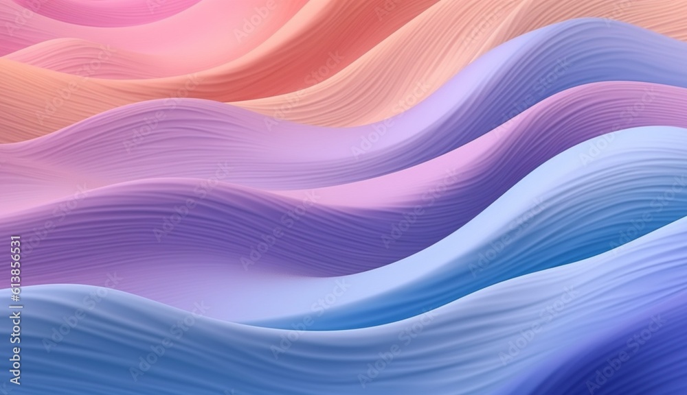 Amazing abstract Pastel pink and blue texture Wavy fluid modern deluxe background. Premium gradient banner. Romantic design frame. AI generative