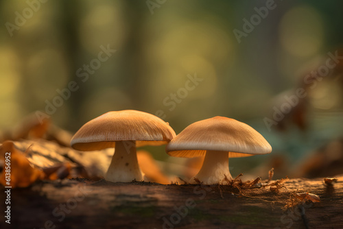 Forest mushrooms in their natural environment. AI generated © tynza