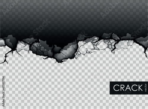 crack on the wall with broken pieces