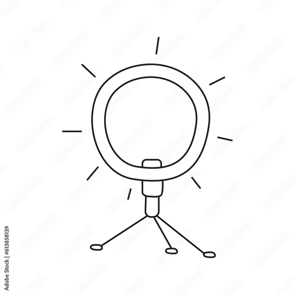 Vector illustration of an annular lamp in doodle style