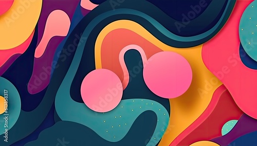 Abstract flat shapes background - Generative ai