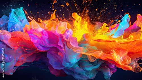 Abstract vivid texture background with color splash, creative bright colored backdrop - Generative ai