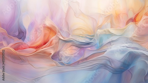 Pastel wavy liquid texture background, psychedelic and calming graphic, modern business backdrop with contrast colors, psychic liquify material, plastic - Generative ai