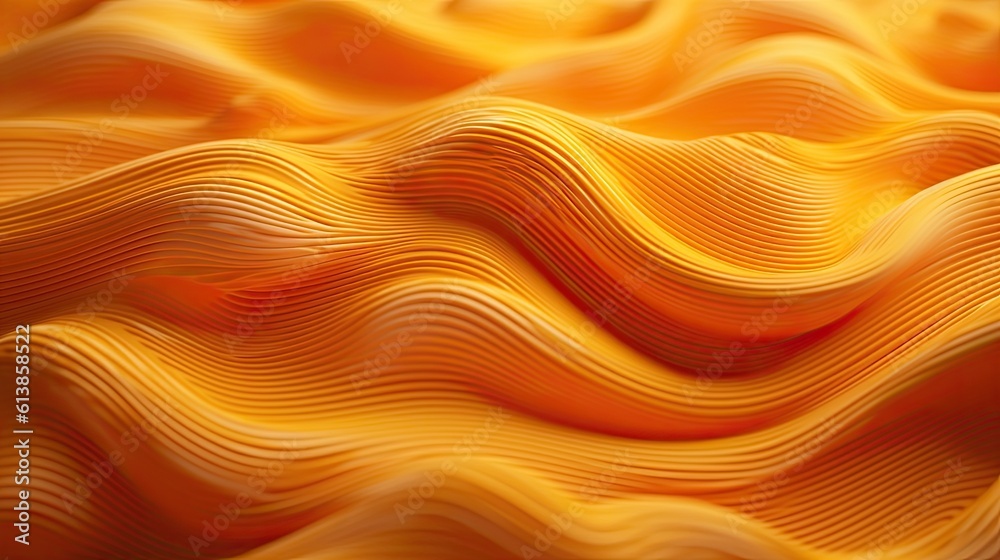 Thick orange layers of wavy texture, vivid color background with bright accent, plastic material, abstract waves - Generative ai