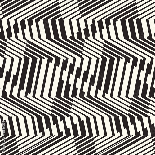 Monochrome Glitch Effect Textured Broken Striped Pattern