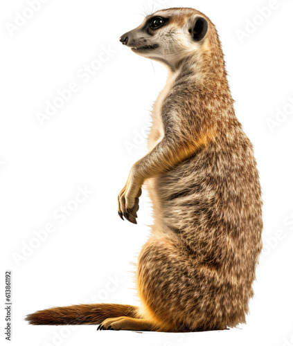 Meerkat isolated on the transparent background PNG. AI generative.