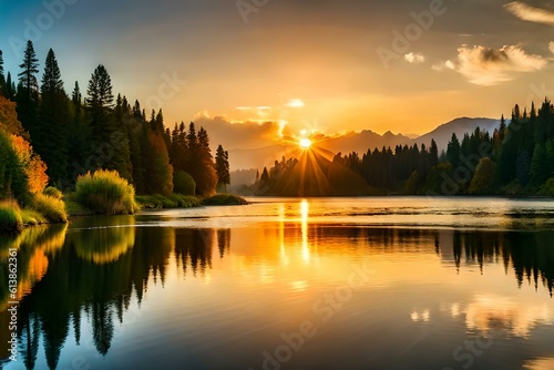 sunset over lake © Bea