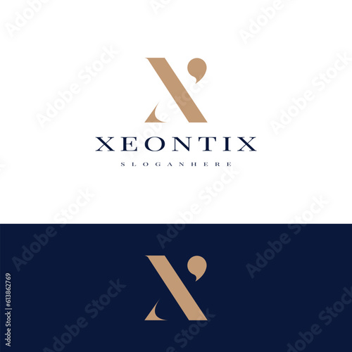 elegant simple minimal luxury serif font alphabet letter X logo design