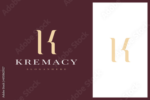 elegant simple minimal luxury serif font alphabet letter K logo design