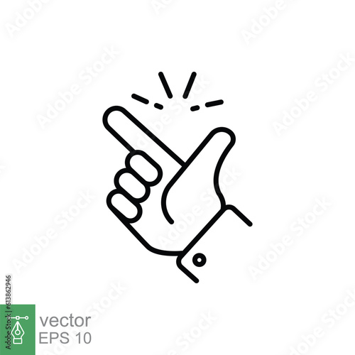 Easy icon. Simple outline style. Finger snapping, hand gesture, ok, yeah, thumb up, snap, success concept. Thin line symbol. Vector illustration isolated on white background. EPS 10.