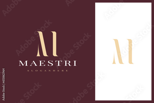 elegant simple minimal luxury serif font alphabet letter M logo design