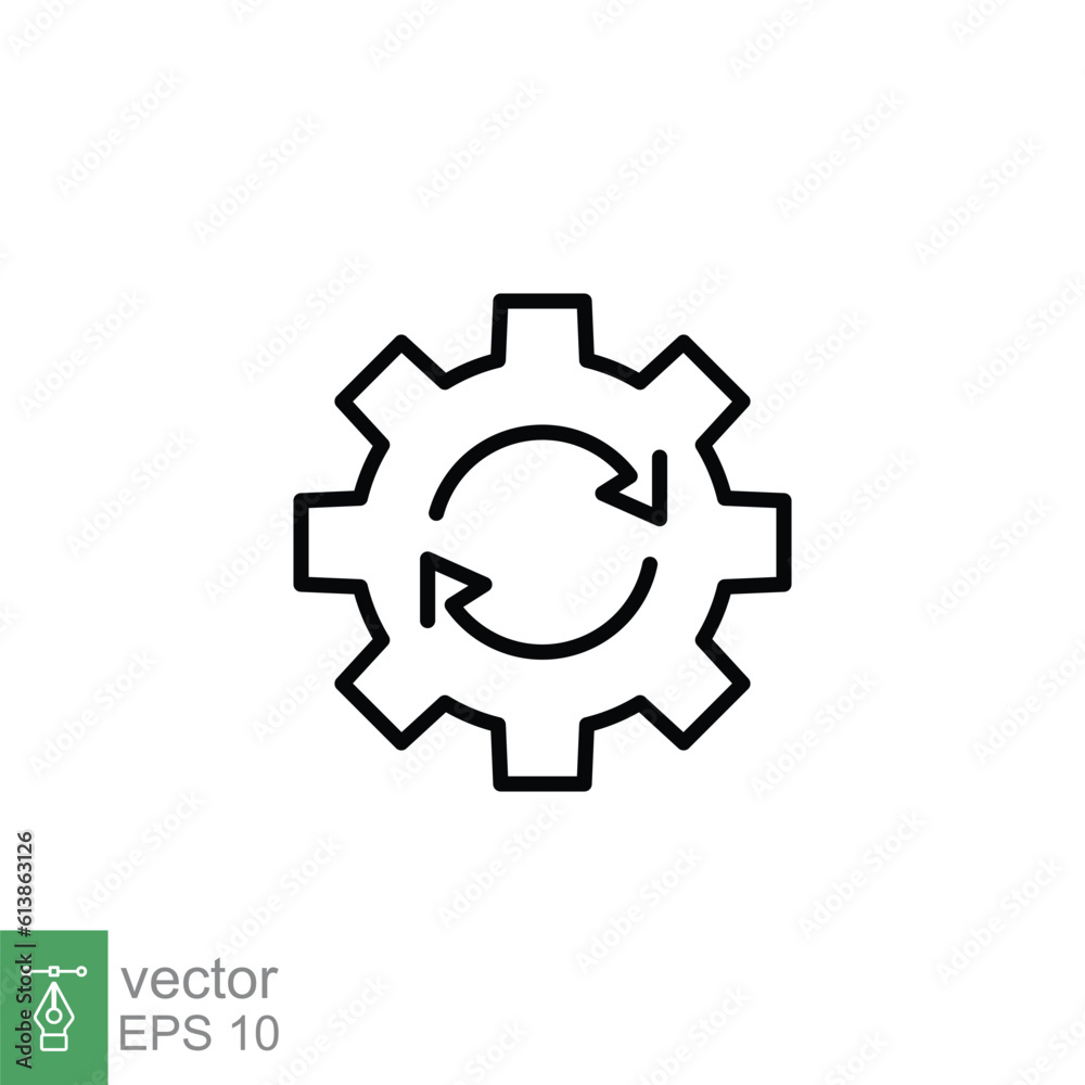 System update icon. Simple outline style. Software update, computer data information load, technology concept. Thin line symbol. Vector illustration isolated on white background. EPS 10. System update icon. Simple outline style. Software update, computer data information load, technology concept. Thin line symbol. Vector illustration isolated on white background. EPS 10.