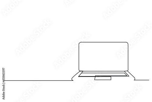continuous line drawing of a laptop computer