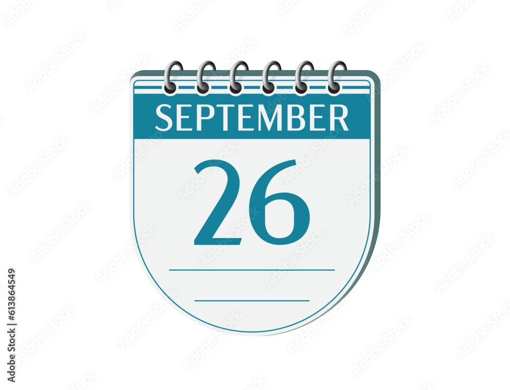 26 september round retro calendar page vector. 3d one day calendar, date appointment, business planner, event reminder illustration. Abstract three dimensional daily date old style calendar. 26 september round retro calendar page vector. 3d one day calendar, date appointment, business planner, event reminder illustration. Abstract three dimensional daily date old style calendar.