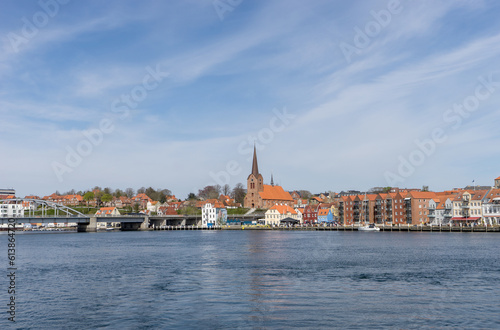 City view of Sondersborg in Denmark from the water