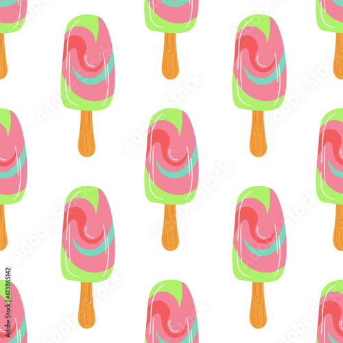 Seamless pattern of popsicle ice cream.