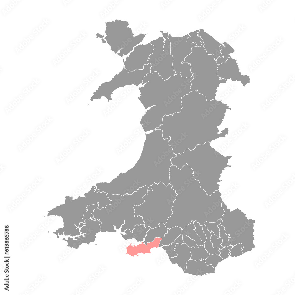 District of Swansea map, district of Wales. Vector illustration.