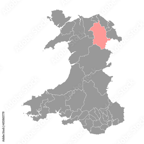 Glyndwr map, district of Wales. Vector illustration.