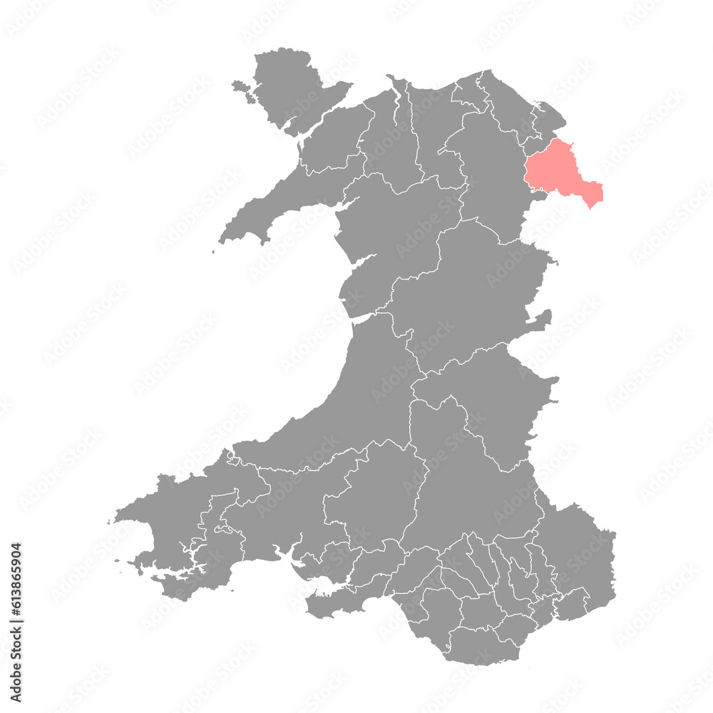 Wrexham Maelor map, district of Wales. Vector illustration.
