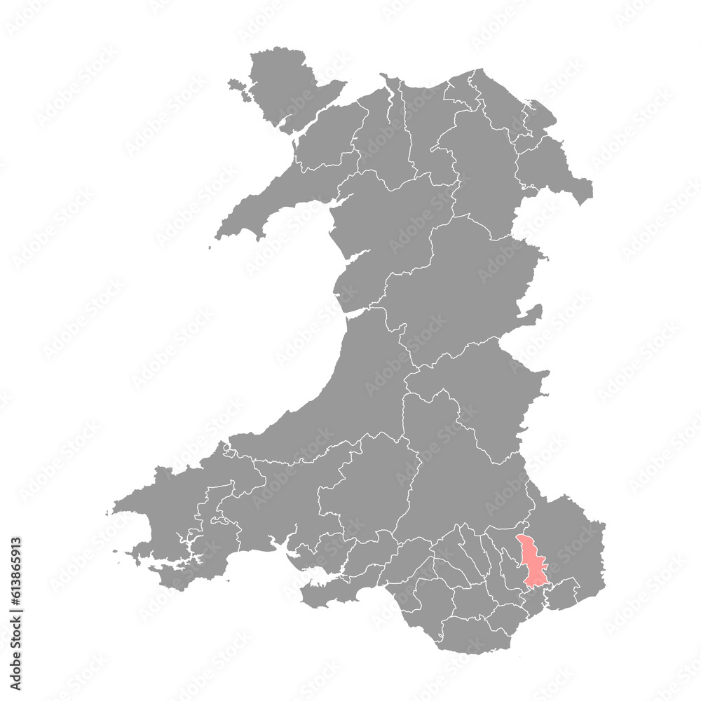 Torfaen map, district of Wales. Vector illustration. Torfaen map, district of Wales. Vector illustration.