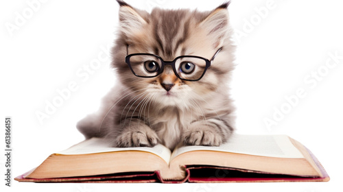 cat reading a book Generative AI