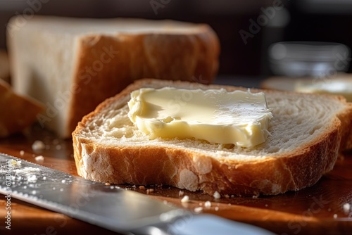 Bread with butter on it. Generative Ai image