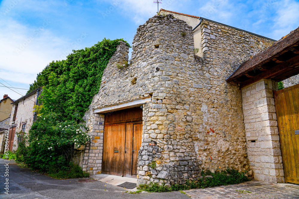 Old flour water mill built along the Loing river in Nemours, a small town in the south of the Seine et Marne department in Paris region, France
