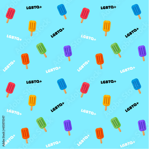 Ice cream LGBTQ colors seamless pattern. Pride concept