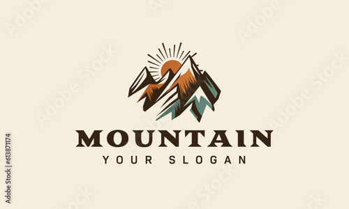 Mountain Peak Summit and Outdoor Hiking Adventure Logo