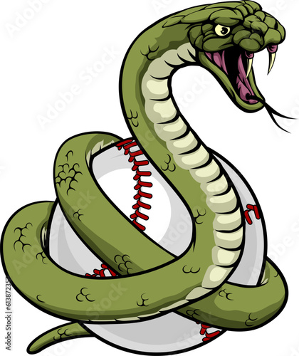 A snake animal baseball sports team cartoon mascot